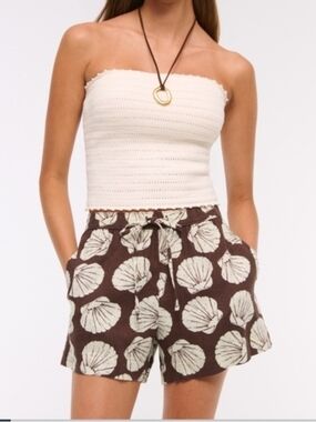 Abercrombie & Fitch Brown Shell-Print Drawstring Shorts